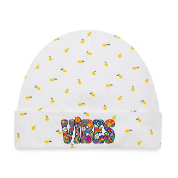Vibes: Psychedelische Hippie Farbpracht - Baby Premium Organic Mütze - Weiß/Zitronengelb - Vorne