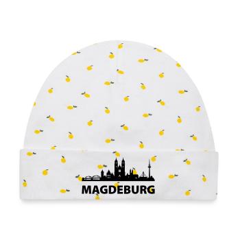 Magdeburg Skyline - Baby Premium Organic Mütze - Weiß/Zitronengelb - Vorne