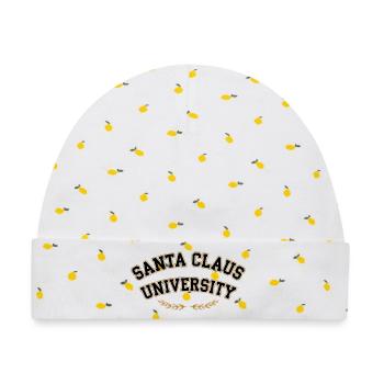 Santa Claus Universität Emblem - Baby Premium Organic Mütze - Weiß/Zitronengelb - Vorne
