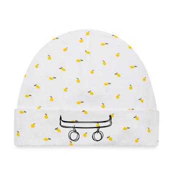 Skateboard handgezeichnet - Baby Premium Organic Mütze - Weiß/Zitronengelb - Vorne