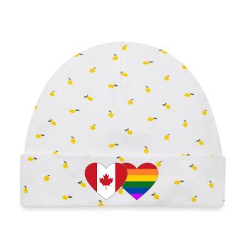 Kanada Regenbogen Flagge Herz - Baby Premium Organic Mütze - Weiß/Zitronengelb - Vorne