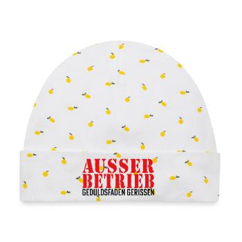 Ausser Betrieb Pause Feierabend Lustiger Spruch - Baby Premium Organic Mütze - Weiß/Zitronengelb - Vorne