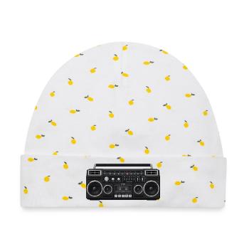 80s Boombox - Baby Premium Organic Mütze - Weiß/Zitronengelb - Vorne
