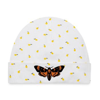 Totenkopfschwaermer Motte Logo - Baby Premium Organic Mütze - Weiß/Zitronengelb - Vorne