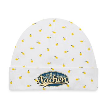 Aachen Vintage Stadtmotiv - Baby Premium Organic Mütze - Weiß/Zitronengelb - Vorne