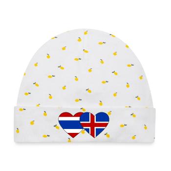 Thailand Island Flagge Herzform - Baby Premium Organic Mütze - Weiß/Zitronengelb - Vorne