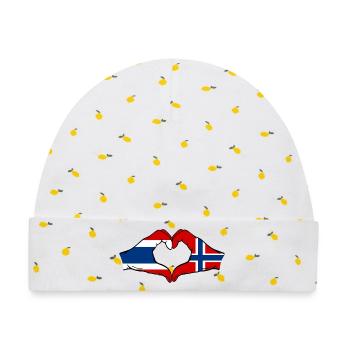 Thailand Schweden Flagge Hände Herzform - Baby Premium Organic Mütze - Weiß/Zitronengelb - Vorne