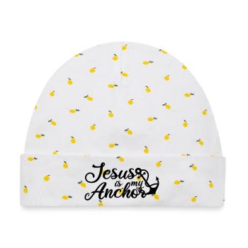 Jesus is my Anchor - Baby Premium Organic Mütze - Weiß/Zitronengelb - Vorne