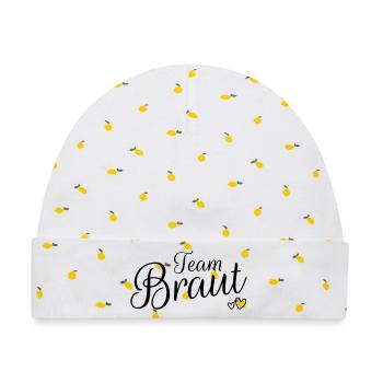 Team Braut - Baby Premium Organic Mütze - Weiß/Zitronengelb - Vorne