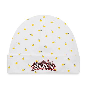 Berlin Graffiti Skyline Schriftzug - Baby Premium Organic Mütze - Weiß/Zitronengelb - Vorne