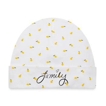 Family - Baby Premium Organic Mütze - Weiß/Zitronengelb - Vorne