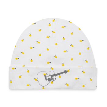 Akustische Gitarre Silhouette - Baby Premium Organic Mütze - Weiß/Zitronengelb - Vorne