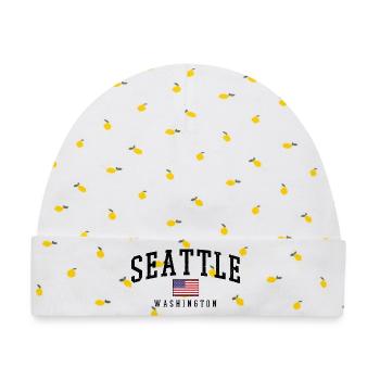 Seattle Washington USA - Baby Premium Organic Mütze - Weiß/Zitronengelb - Vorne