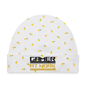 Gamer at work black - Baby Premium Organic Mütze - Weiß/Zitronengelb - Vorne