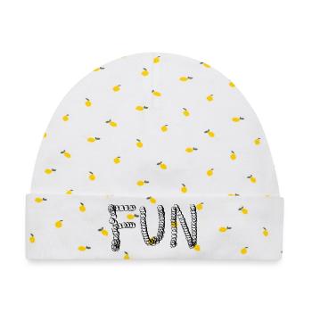 FUN SCHRIFTZUG - Baby Premium Organic Mütze - Weiß/Zitronengelb - Vorne