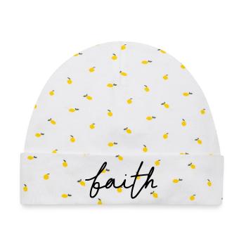 faith - Baby Premium Organic Mütze - Weiß/Zitronengelb - Vorne
