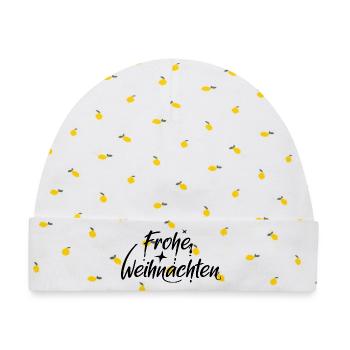 frohe weihnachten schriftart font Symbol Sterne - Baby Premium Organic Mütze - Weiß/Zitronengelb - Vorne