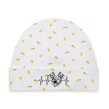 racing Helm puls Motorsport Herzschlag Symbol Helm - Baby Premium Organic Mütze - Weiß/Zitronengelb - Vorne
