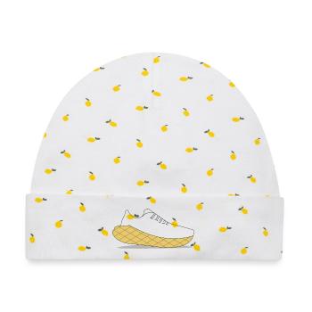 Gelbe Gitter-Sohle Sneaker - Baby Premium Organic Mütze - Weiß/Zitronengelb - Vorne