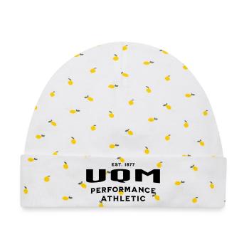 UQM Athletic-Performance Sportbekleidung - Baby Premium Organic Mütze - Weiß/Zitronengelb - Vorne