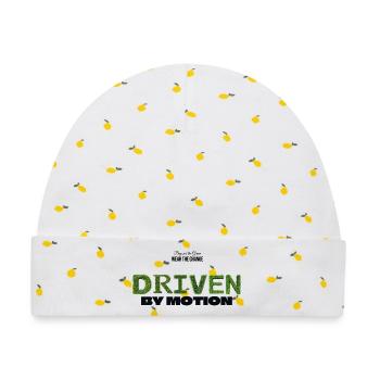 Driven by Motion - Baby Premium Organic Mütze - Weiß/Zitronengelb - Vorne