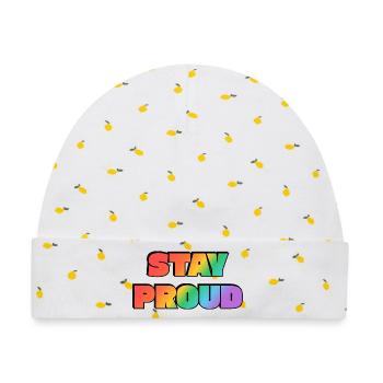 Stay Proud Rainbow Gradient - Baby Premium Organic Mütze - Weiß/Zitronengelb - Vorne