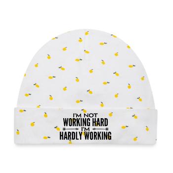 I'm not working hard - I'm hardly working  - Baby Premium Organic Mütze - Weiß/Zitronengelb - Vorne