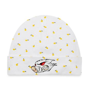 Feuriges Wildschweinkopf-Emblem - Baby Premium Organic Mütze - Weiß/Zitronengelb - Vorne