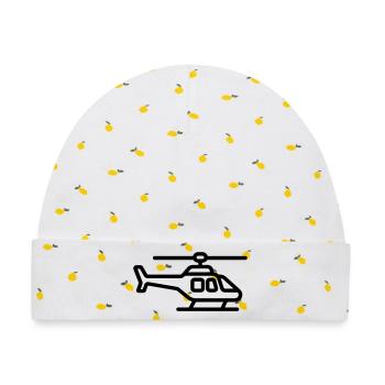 Hubschrauber - Baby Premium Organic Mütze - Weiß/Zitronengelb - Vorne