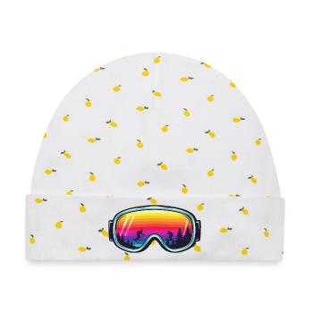 Ski Goggles Sunset Forest - Baby Premium Organic Mütze - Weiß/Zitronengelb - Vorne