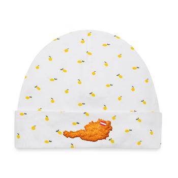 Schnitzel Österreich Form Essen - Baby Premium Organic Mütze - Weiß/Zitronengelb - Vorne