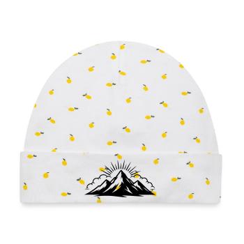 Berge Wolken Gipfel - Baby Premium Organic Mütze - Weiß/Zitronengelb - Vorne