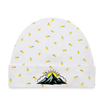Berge Wolken Gipfel - Baby Premium Organic Mütze - Weiß/Zitronengelb - Vorne