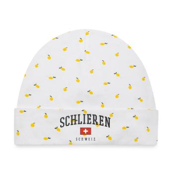 Schlieren – Schweizer Identität aus Zürich - Baby Premium Organic Mütze - Weiß/Zitronengelb - Vorne