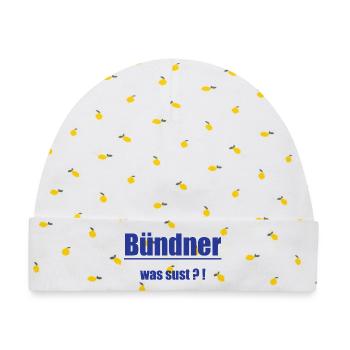 Bündner Was Sust?! - Baby Premium Organic Mütze - Weiß/Zitronengelb - Vorne