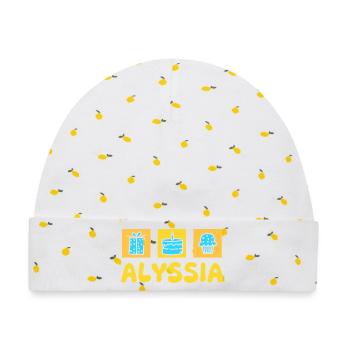 Alyssia - Baby Premium Organic Mütze - Weiß/Zitronengelb - Vorne