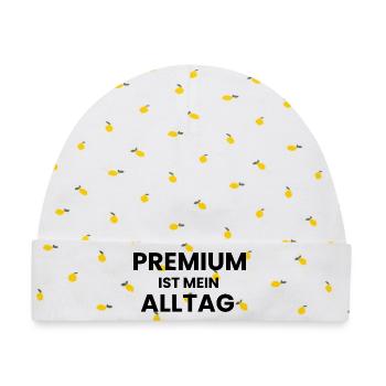 Premium ist mein Alltag - Baby Premium Organic Mütze - Weiß/Zitronengelb - Vorne