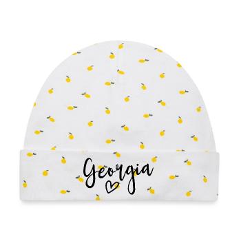 Georgia Heart Women's Love Georgia - Baby Premium Organic Mütze - Weiß/Zitronengelb - Vorne