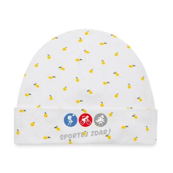 SPORTEJ ZDAR! - Baby Premium Organic Mütze - Weiß/Zitronengelb - Vorne