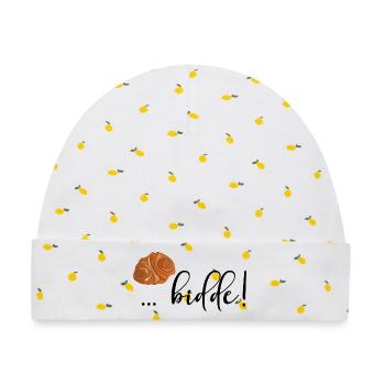 Franzbrötchen Bäckerei - Baby Premium Organic Mütze - Weiß/Zitronengelb - Vorne