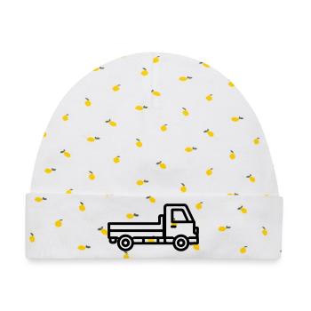 Lkw - Baby Premium Organic Mütze - Weiß/Zitronengelb - Vorne