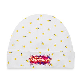 Marrakesch in Marokko Afrika Vintage Souvenir - Baby Premium Organic Mütze - Weiß/Zitronengelb - Vorne