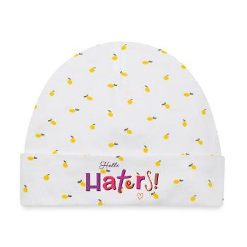 Hello Haters! Cooler Spruch - Baby Premium Organic Mütze - Weiß/Zitronengelb - Vorne
