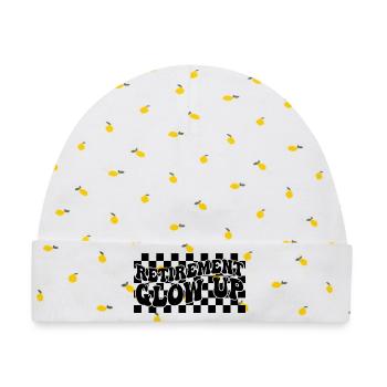 Ruhestand Glow Up Retro Checkerboard Ruhestand - Baby Premium Organic Mütze - Weiß/Zitronengelb - Vorne
