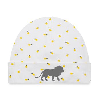 Löwen-Silhouette im Grafikkunst-Stil - Baby Premium Organic Mütze - Weiß/Zitronengelb - Vorne