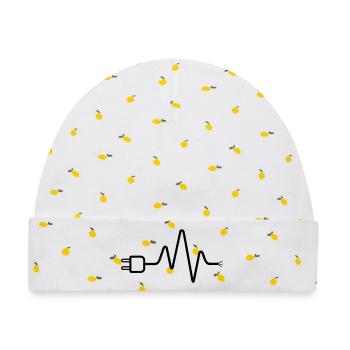 Elektriker EKG Stecker Kabel Herzschlag - Baby Premium Organic Mütze - Weiß/Zitronengelb - Vorne