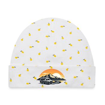 Sonnenuntergang Roadtrip mit Camper - Baby Premium Organic Mütze - Weiß/Zitronengelb - Vorne