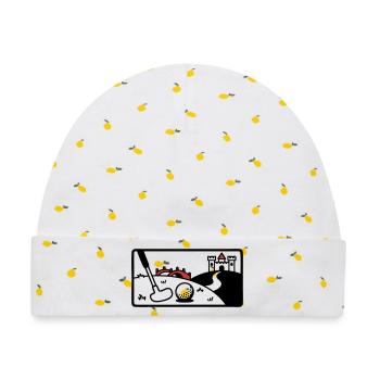 Minigolf Retro Cartoon Golfball JGA Team - Baby Premium Organic Mütze - Weiß/Zitronengelb - Vorne