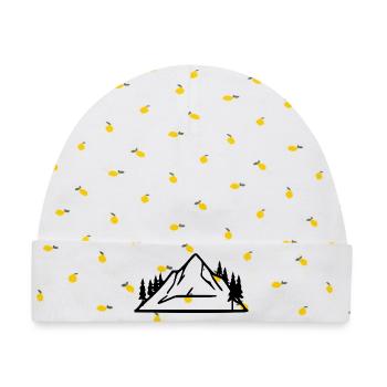 Berge wandern Wanderurlaub Geschenk minimal  - Baby Premium Organic Mütze - Weiß/Zitronengelb - Vorne