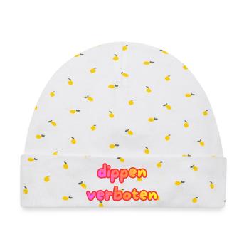 dippen verboten - Baby Premium Organic Mütze - Weiß/Zitronengelb - Vorne